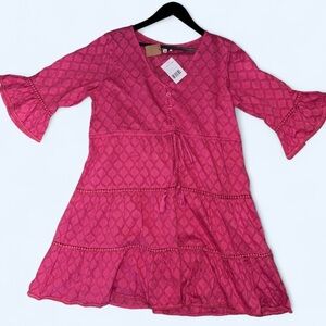 Moda Posa Pink Textured Tiered Boho Dress - NWT